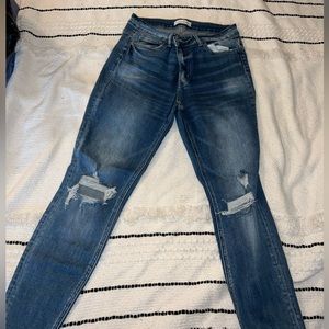 Flying monkey size 31 medium wash comfy jeans with knee holes